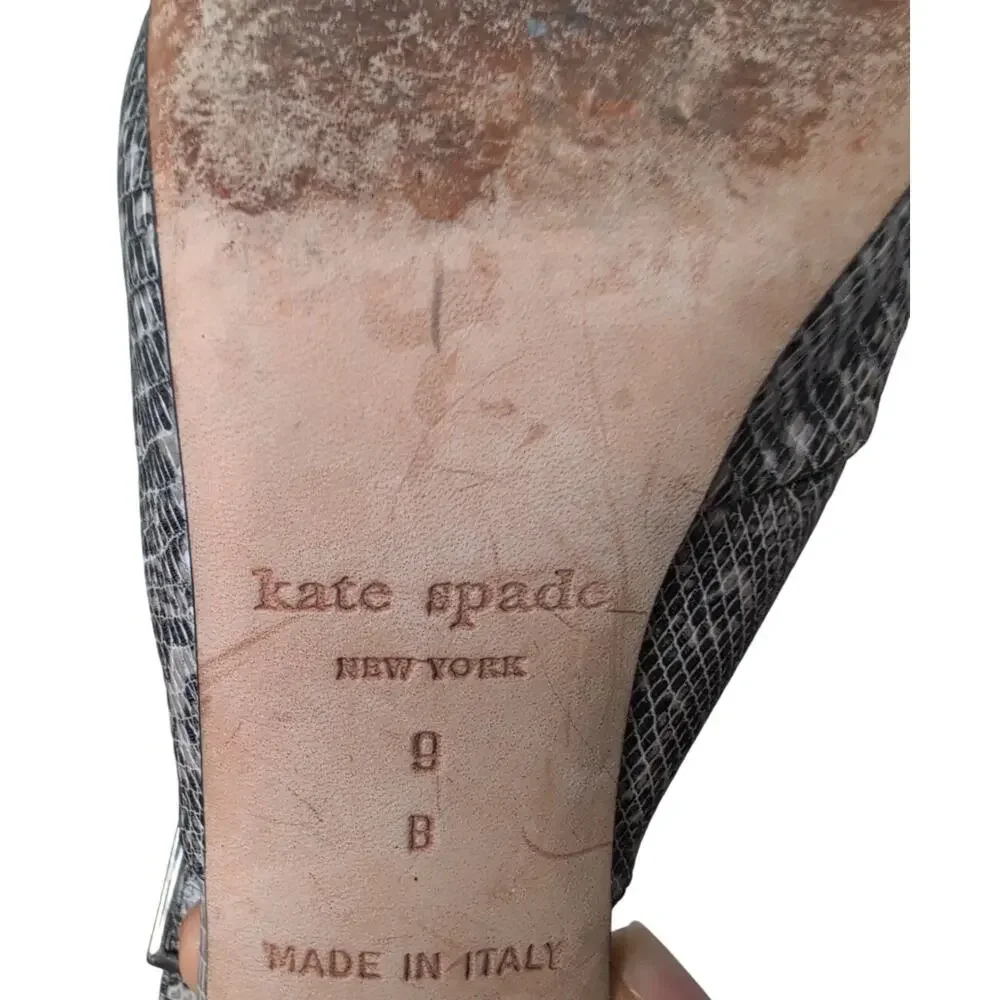 Kate Spade Leather‎ Snakeskin Slingback Peep Toe Heels 9B Party Cocktail Club
